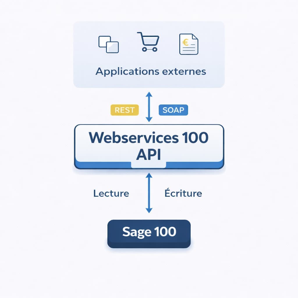 Développeur utilisant l'API Webservices 100 avec Sage 100